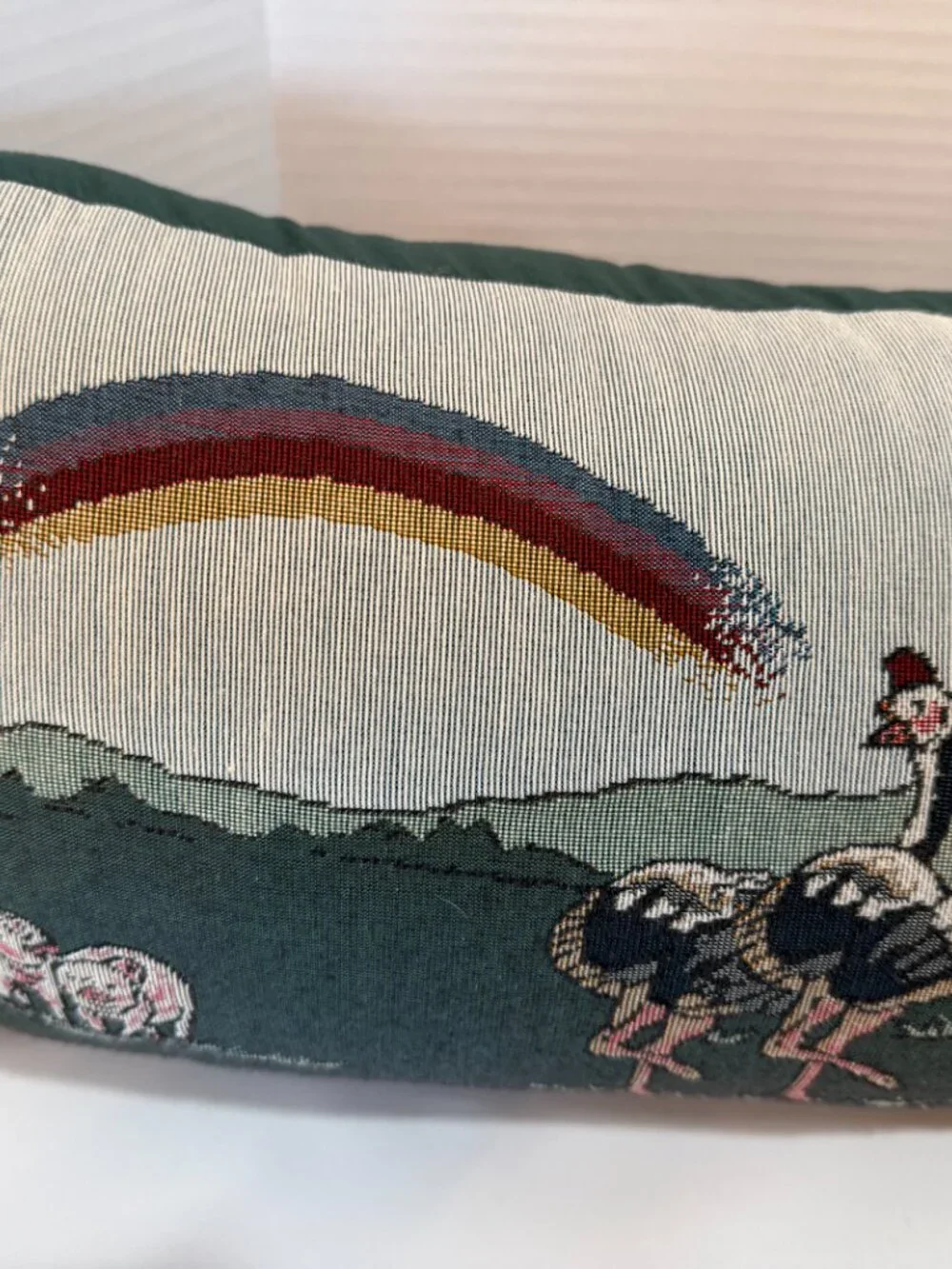 Vintage Noahs’s Ark Tapestry Large Bolster style Pillow